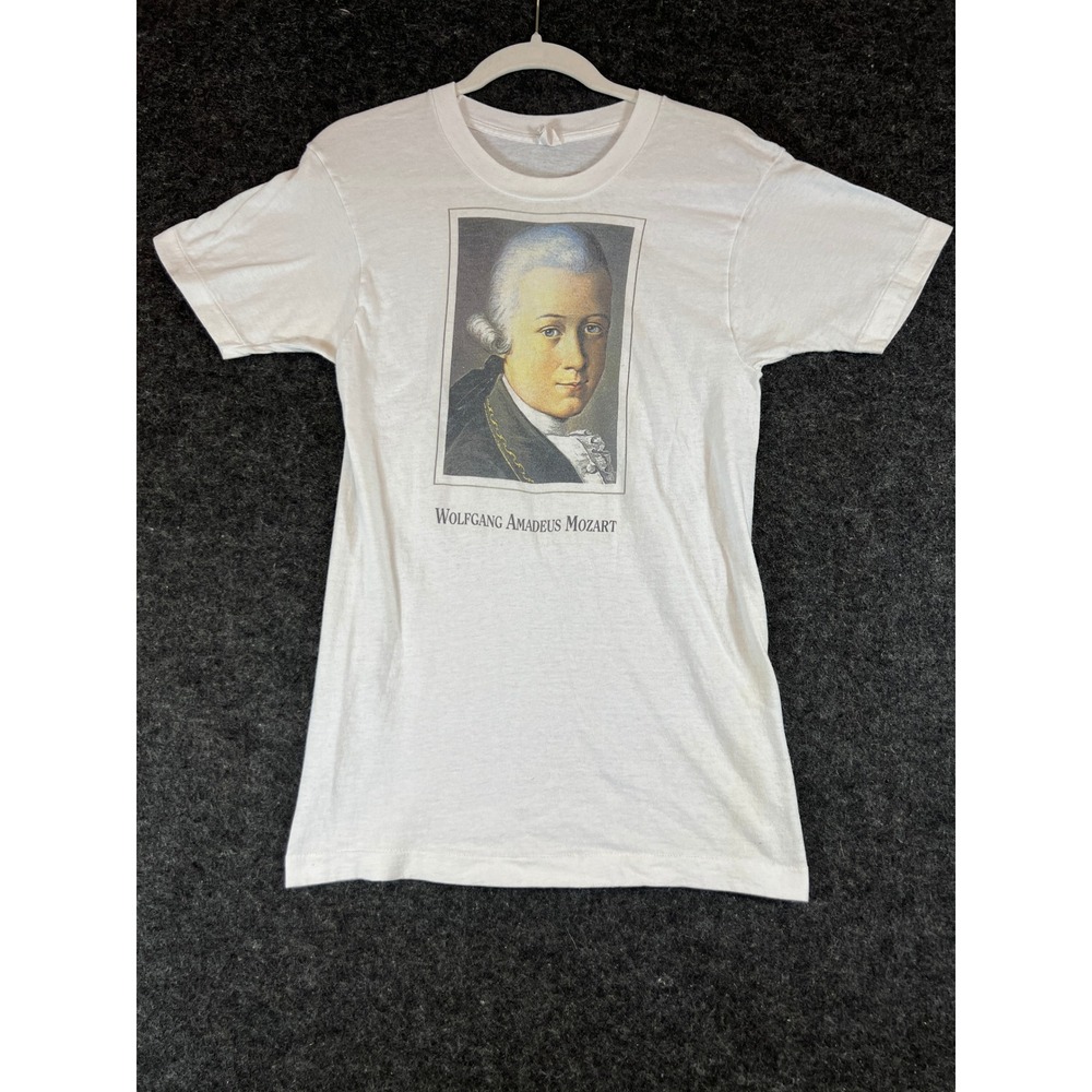 Vintage 70s Wolfgang Amadeus Mozart T Shirt Mens White Single Stitch Tee USA
